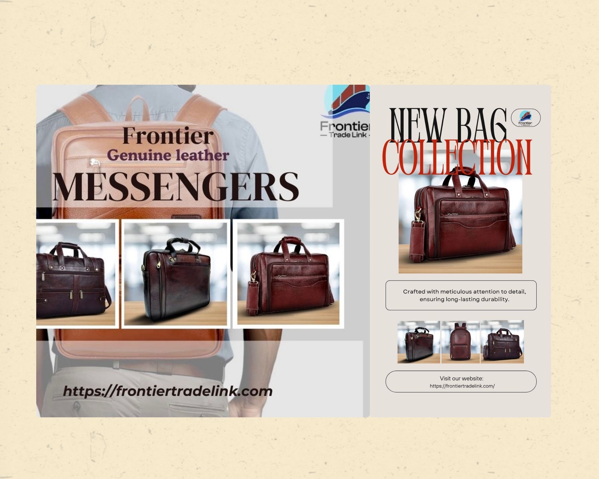 Genuine leather messenger bag