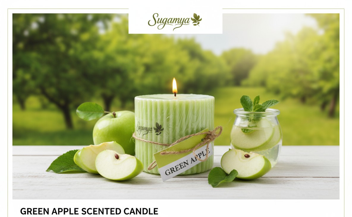 Green Apple Scented Pillar Candle