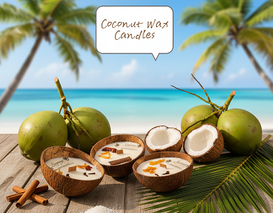 Soywax Candle With Spices In A Coconut Shell
