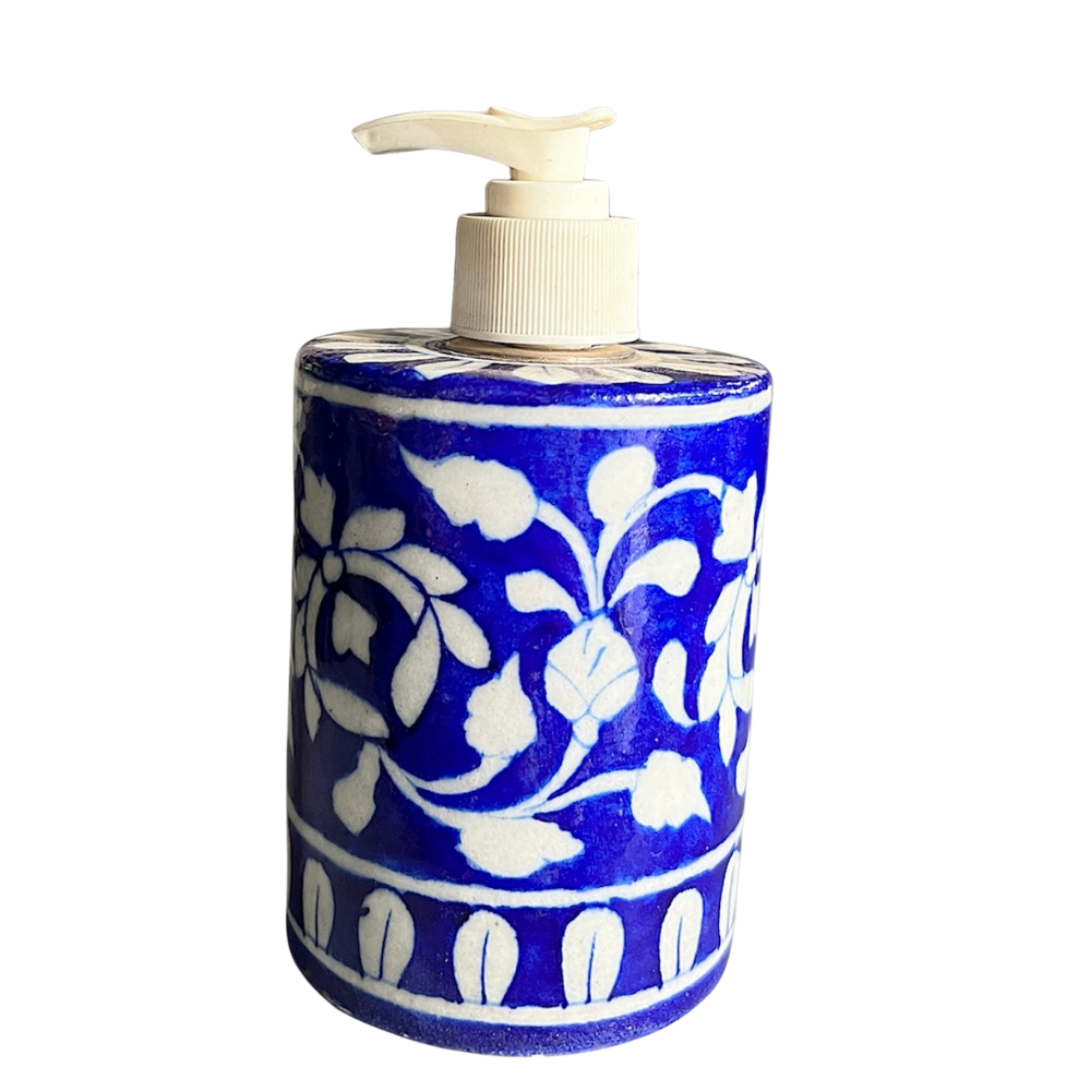 Blue Pottery Soap Dispenser