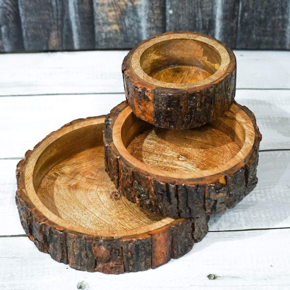 Wooden Serving Tray Set of 3