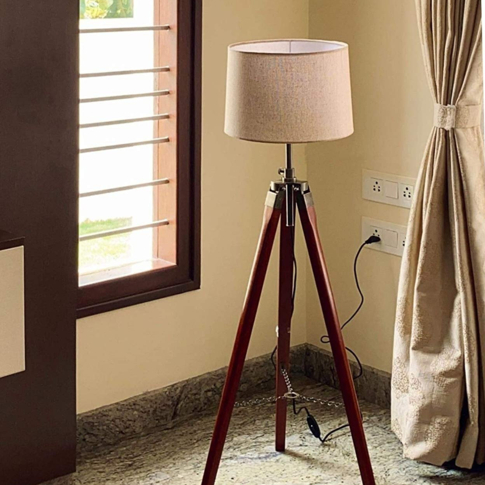 Wooden Tripod Floor Lamp