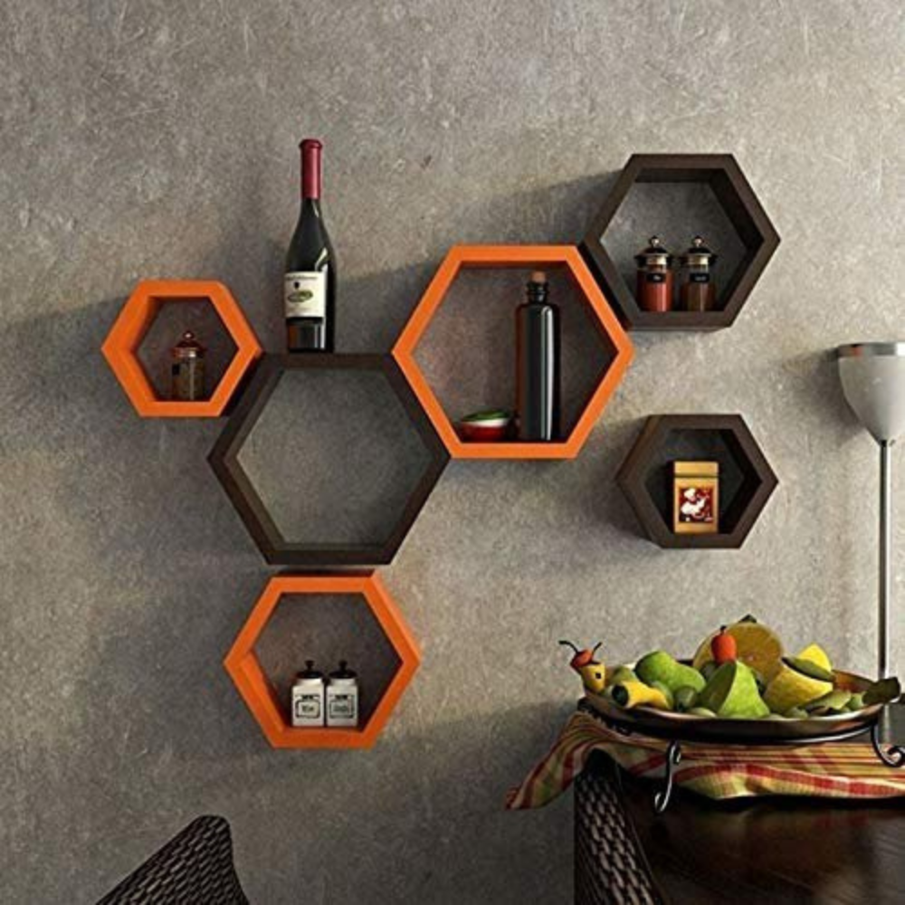 Wooden Intersecting Wall Shelves