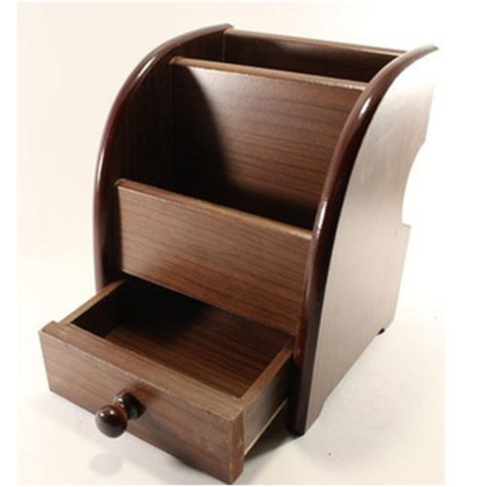 Wooden Pen Holder With Drawer
