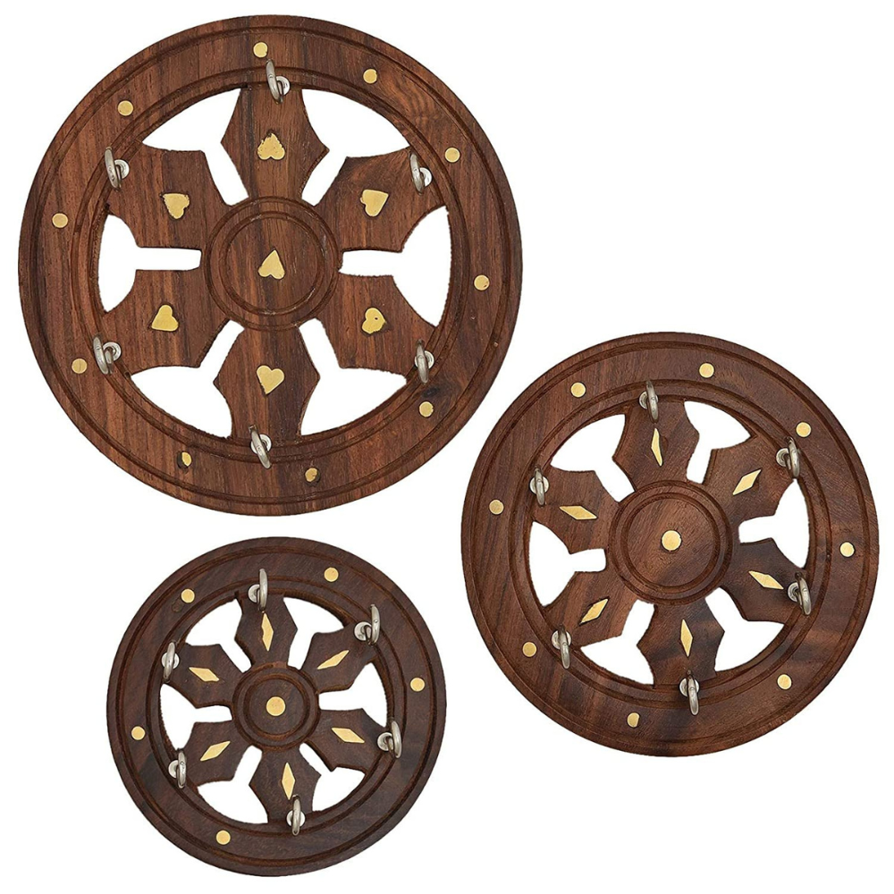 Wooden Wheel Shaped Key Hanger