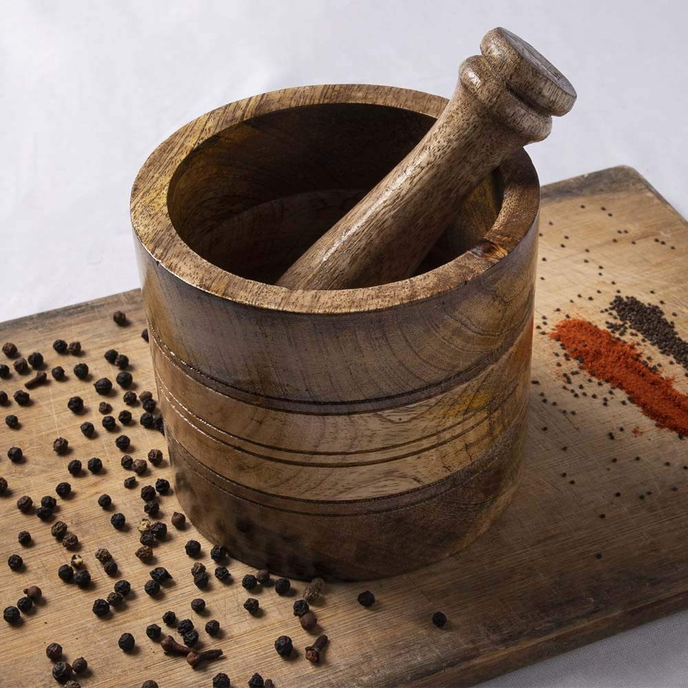 Wooden Mortar & Pestle