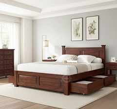 SHEESHAM WOOD BED KUBER STORAGE