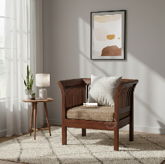 SHEESHAM WOOD ONE SEATER SOFA