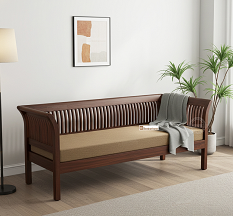 SHEESHAM WOOD THREE SEATER SOFA  