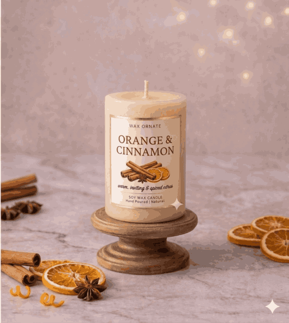 Pillar Orange and Cinnamon Candle