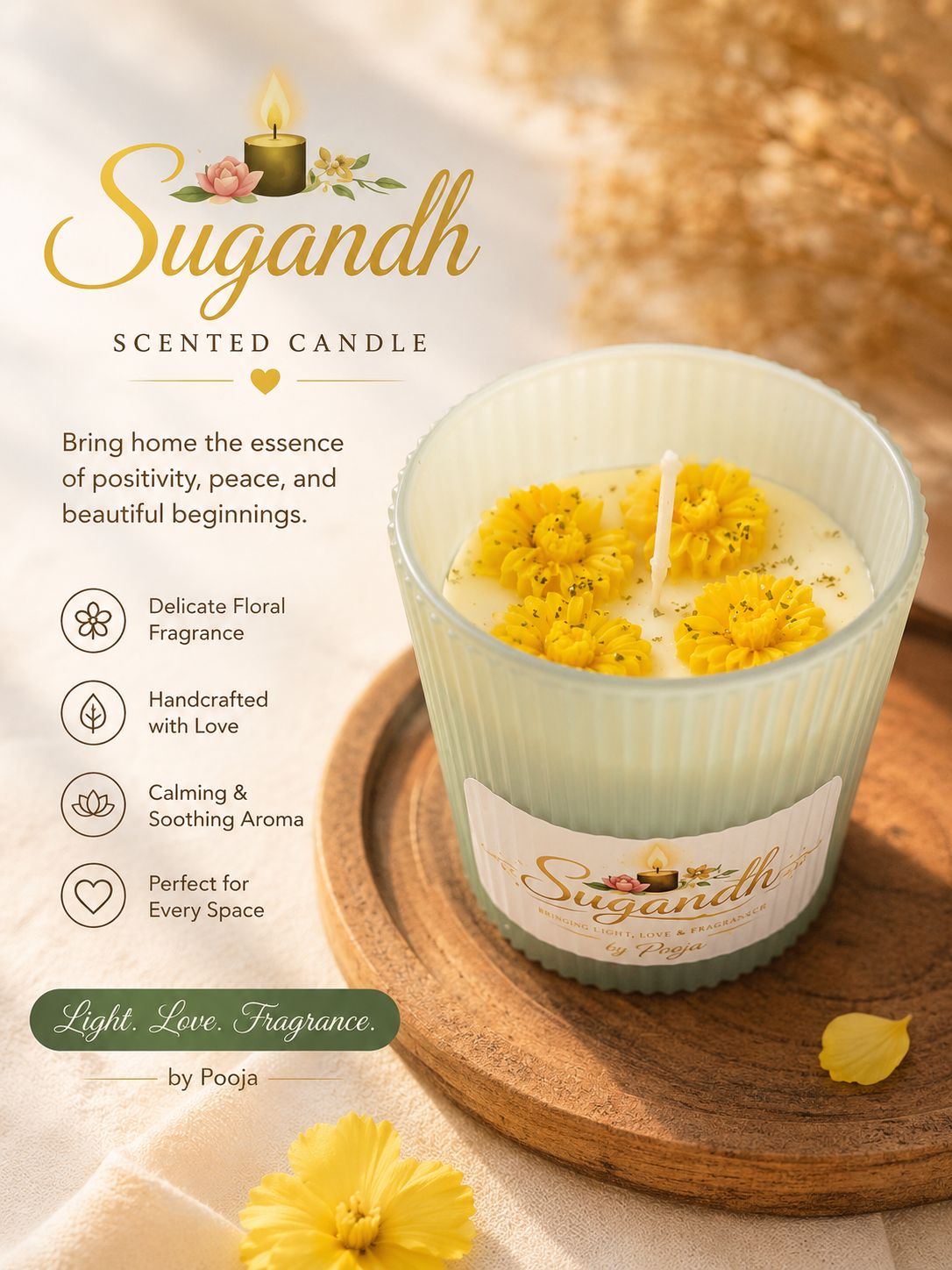 Yellow Flower Candle