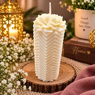 Ribbed Pillar Vanilla Candle